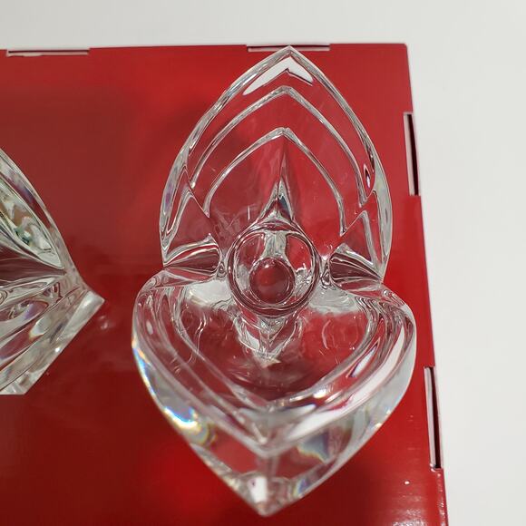 Mikasa Candle Holders Pair Taper Lead Crystal Art Deco Style 1990s Tulip Germany - Picture 7 of 16